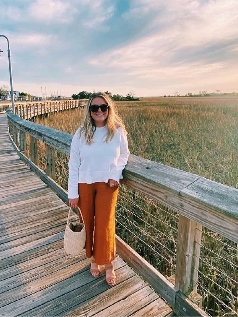 Wide-Leg Pull-On Pants in Rust